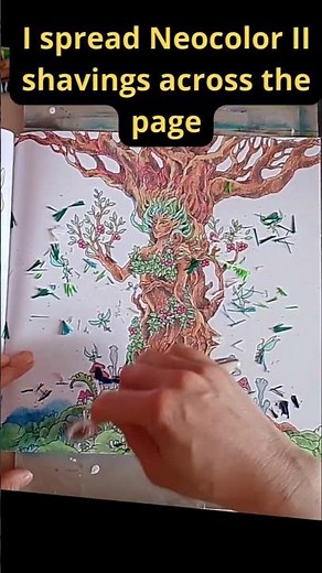 Activating Forest Magic ✨ Dryad Coloring with Neocolor II | Mythomorphia by Kerby Rosanes #shorts