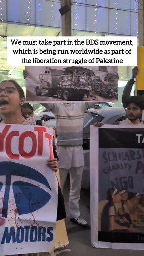 2.3M views · 120K reactions | Boycott Tata Motors! A protest was held in New Delhi against Tata Motors’ role in enabling Israel’s occupation through its defence collaborations and vehicle supplies used by Israeli security forces. #palestine #tata #TataMotors #freefreepalestine | Indian People in Solidarity with Palestine | Facebook