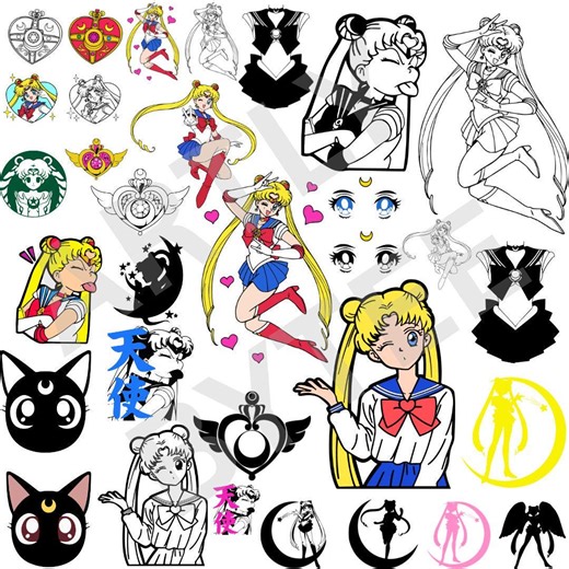 Sailor Moon SVG Clipart Bundle, Magical Girl Anime Graphics - Etsy