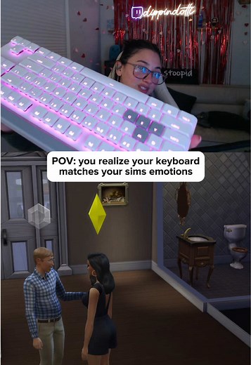I always wondered why my keyboard colors would change and it finally clicked! @Logitech G literally thinking of everything! #pcgamer #thesims #logitechg #keyboard #sims4