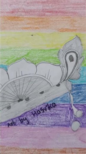 💖🪈little Krishna flute 🥰🩵drawing by sanvi modem