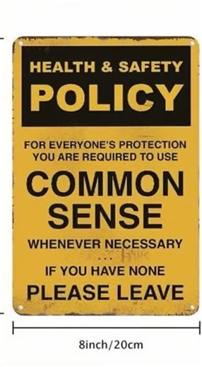 Vintage Health & Safety Policy Sign for Home Decor