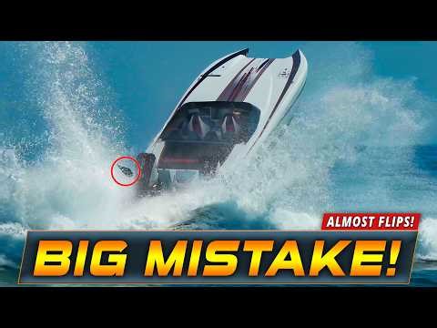 POWERBOAT MAKES A BIG MISTAKE AT BOCA INLET !! | HAULOVER INLET | WAVY BOATS