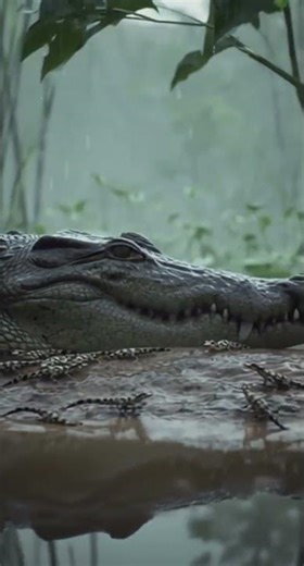 The Fearless Mother Crocodile vs The Monitor Lizard #Shorts #Wildlife #AnimalFight #Nature #Animals