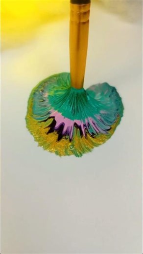 24k Gold Turquoise✨ One Stroke Relax Art Relaxing Satisfying #youtubeshorts #shortsfeed #art #colors