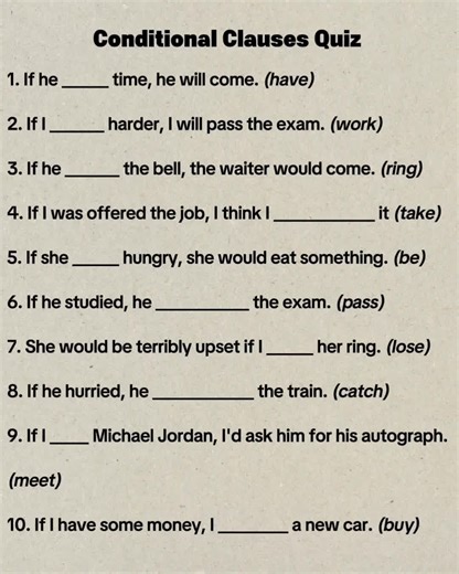 Can you choose the correct verb in these First and Second Conditional sentences? Try the quiz! #ConditionalClauses