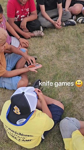 showing these young people some knife games. knife games are a way of learning to respect the knife #traditionalgames #nativetraditionalgames #knifegames #culture