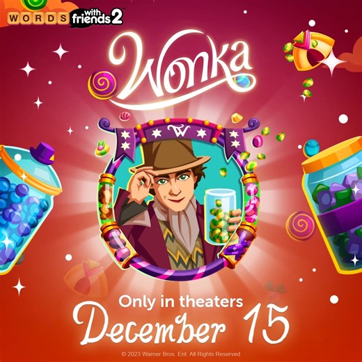 Oompa Loompa doo-pa-dee do, Wonka’s got a word to play against you, Wordies! Earn an EXCLUSIVE Wonka profile frame when you face off against the master chocolatier himself, Willy Wonka, in the Chocolatier's Challenge 🍫✨! Play now and experience a WORLD of imagination with WONKA, in theaters December 15th! Play now: https://play.wordswithfriends.com/kfET/ChocolatiersChallengeFB | Words With Friends