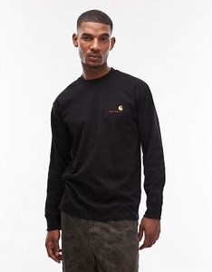 Carhartt WIP long sleeve American Script t-shirt in black | ASOS
