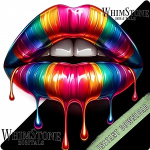 Rainbow Lips PNG, Kiss Lips Dtf Design, Dripping Lip Clipart, Colorful Lips Sublimation, Colors Oozing, Commercial Use, Digital Download - Etsy