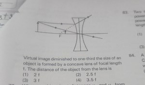 Virtual image diminished to one-third the size of an object is ... | Filo