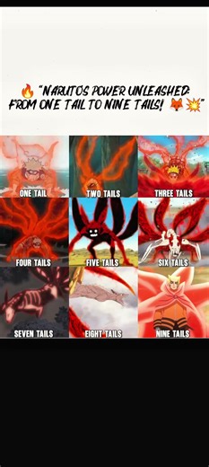 🔥 “Naruto’s Power Unleashed: From One Tail to Nine Tails! 🦊💥”