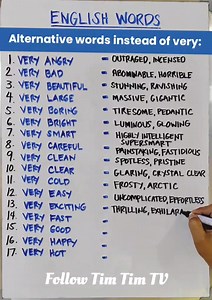 166K views · 5.2K reactions | English words: alternative words instead of very https://youtube.com/@timtimtv1125 #vocabulary #speakenglish #English #IELTS | Tim Tim TV | Facebook