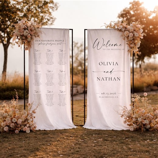 Wedding Seating Chart, Custom Fabric Welcome Sign and Seating Chart Bundle Set, Linen Wedding Sign, Wedding Banner, Wedding Decor - Etsy Canada
