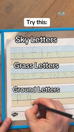 These alphabet worksheets use the sky, grass and ground method to help children understand letter size and placement when writing. ✏️🌱 Sky letters: b d f h k l t f Grass letters: a c e i m n o r s u v w x Ground letters: f g j p q y They also include wide and narrow line guides, so children can practise letter height and neat formation at different stages. #TwinklParents #handwritingday #LetterFormation #handwriting #homelearning | Twinkl Parents