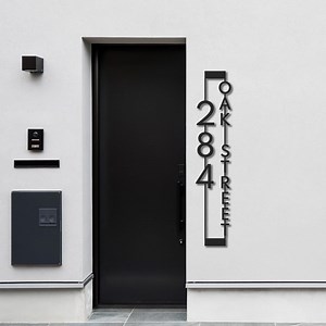 Personalized Vertical Metal Address Sign: Modern Outdoor Number Plaque - Etsy