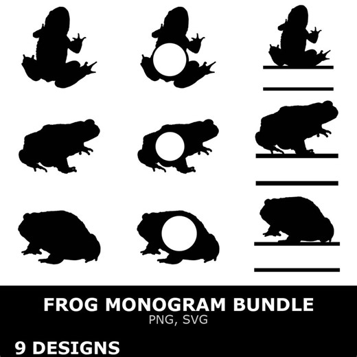 Frog Monogram SVG Bundle, Frog Monogram Clipart, Cutting Files for Cricut - Etsy