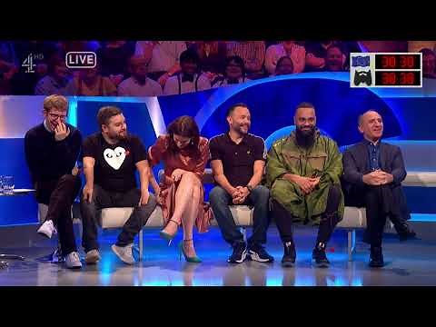 Aisling Bea, lifting her skirt slightly