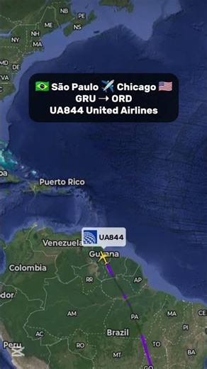 SÃO PAULO 🇧🇷 TO CHICAGO 🇺🇸 Flight Route United Airlines UA844 #aviation #travel #flight #shorts