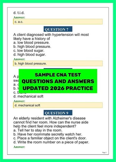 CNA Practice Test 2026 | Sample CNA Questions and Answers with Detailed Explanations