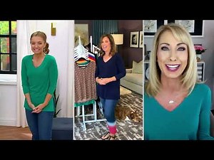 Susan Graver Printed Liquid Knit V-Neck Top with Faux Leather Piping on QVC