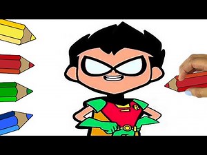 🟡 How to draw ROBIN from TEEN TITANS cartoon network🟡