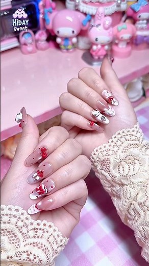 Hello Kitty Press-On Nails: Aesthetic transformation! 🎀✨ #hidaysweetstyle