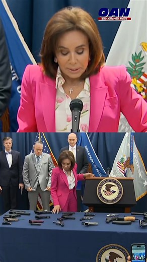 54K views · 3.9K reactions | DRUG RING BUSTEDU.S. Attorney Judge Jeanine Pirro announces indictments against 8 people for PCP and fentanyl trafficking tied to California, Maryland, Virginia, and D.C.The FBI and U.S. Attorney’s Office executed 20 search warrants in a coordinated operation. Agents seized 18 firearms including rifles, shotguns, and pistols, along with a fentanyl pill press and multiple kilos of narcotics. #news #fbi #fentanyl #police #oan | One America News Network | Facebook
