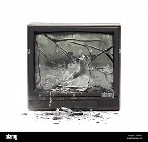 Television exploding isolated on white background Stock Photo - Alamy