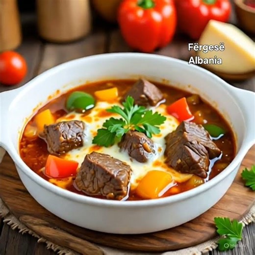 Albanian Fërgesë: A Delicious Tradition in One Bite!#food#shorts