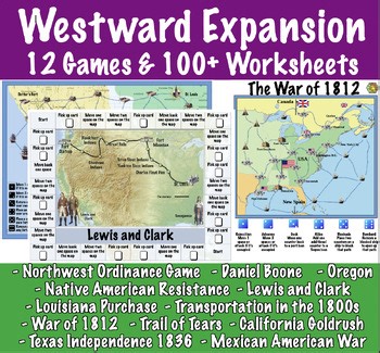 Westward Expansion Unit Study (worksheets, activities, 12 games/centers) | 4th