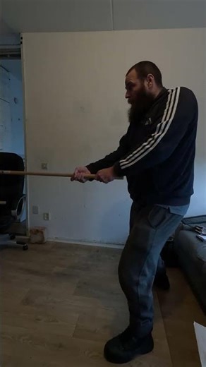 Stick fighting training with a long wooden stick (weapon martial arts) Part 3