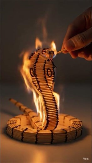 Matchstick Cobra ASMR 🐍🔥 | Satisfying Build + Fire Crackling Sounds