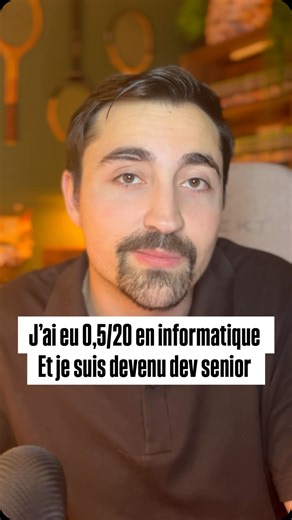 Wooden Koder on Instagram: "J’ai eu 0,5 sur 20 en informatique au concours de prépa. Je pensais que l’info c’était vraiment pas pour moi. Que j’étais juste nul. Mais en vrai, j’avais juste pas encore trouvé ce qui me plaisait dans la tech. L’algo pur de prépa ? Pas mon truc. Le dev web ? Là ça a fait tilt. Aujourd’hui ça fait 7-8 ans que je suis dev. Java, Angular, Spring Boot. J’ai bossé en ESN, au Canada, maintenant en interne. Tout ça avec un 0,5 en info. Comme quoi... 🤷‍♂️ #developpeur #cod