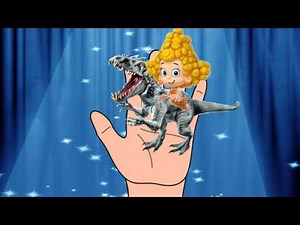Finger Family Bubble Guppies riding on Dinosaurs Nursery Rhyme Song