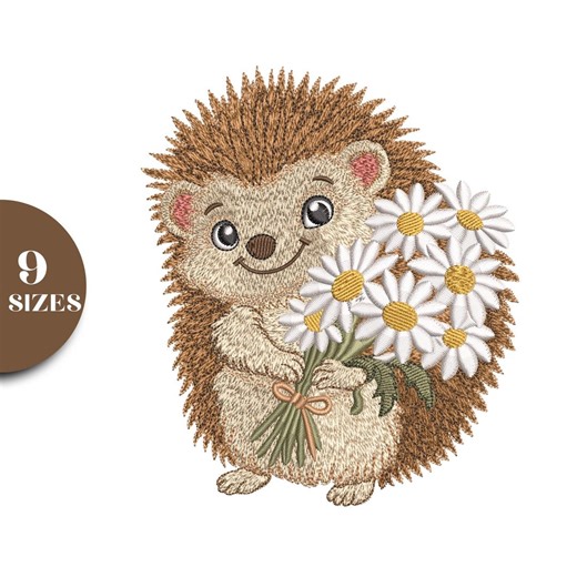 Cute Hedgehog Embroidery Designs | Hedgehog With Flowers Embroidery | Baby Safari Animal Embroidery Patterns | 9 Sizes - Etsy