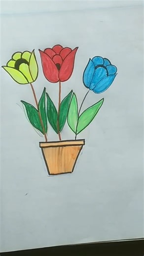 💛+♥️+ 💙 cute flowers drawing 😍 subscribe 💕