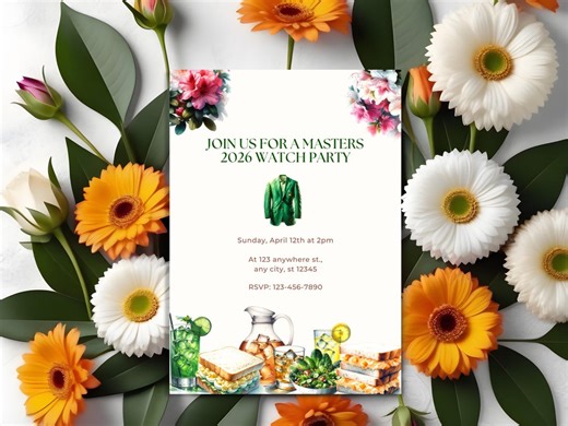 Masters Watch Party Invite | Golf Viewing Party Invitation | Printable & Mobile Canva Template | Masters Tournament Party Evite - Etsy