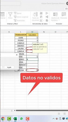 como mostrar los datos no validos en validacion de datos en Excel