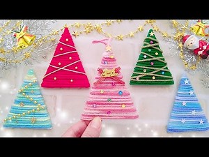 【簡単】100均毛糸🎅クリスマスツリーの作り方🌲【ボンド不要✨縫わない✨】DIY How to make a yarn Christmas tree.christmas ornament.