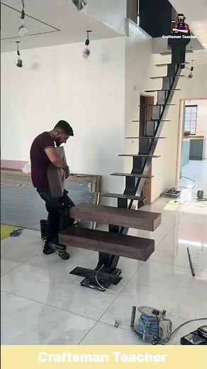 Building a Floating Staircase Installation #shorts #construction
