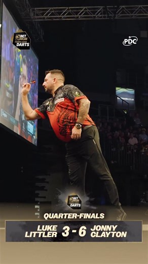 Last week’s nightly winner Jonny Clayton beats Luke Littler in Belfast, confirming his place in the semi-finals! 🙌 | Professional Darts Corporation