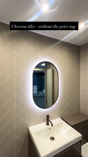 Introducing.. Taupe chevron tile. One of the hottest new trends in a PVC panel form. We love her 😍✨#chevrontiles #neutralbathroom #pvccladding #bathroomshowroom #bathroommakeover