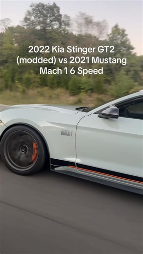 2022 Kia Stinger GT2 AWD (JB4 Map 2) vs 2021 Mustang Mach 1 6 speed #stinger #mustan #mach1 #fyp #cars