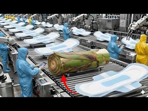 Inside The Largest Modern Banana Stem Factory & Sanitary Pad Production (Detailed Process)
