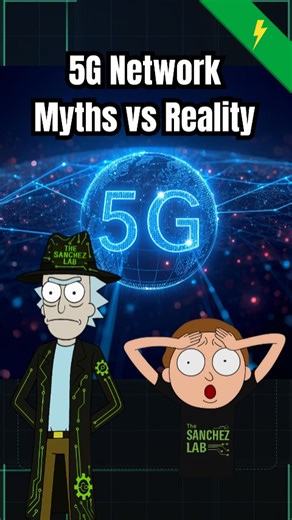 The Sanchez Lab on Instagram: "5G Is Not Dangerous, Just Faster People think 5G causes cancer or affects the brain but that’s not how radio waves work. 5G uses non-ionizing frequencies the same type as Wi-Fi and Bluetooth which can’t damage DNA or cells. The only real downside? Higher frequency means shorter range, so more antennas are needed for full coverage. #rickandmorty #5g #network #techreels #learnoninstagram"