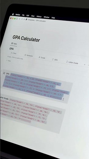 How to create a GPA calculator in Notion. #notion #school
