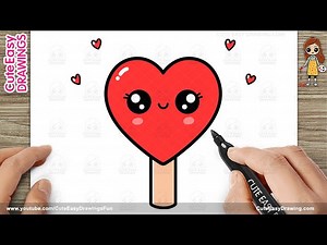 How to Draw a Cute Love Ice Cream - Easy Step by Step for Kids and Toddlers - Videos For Kids