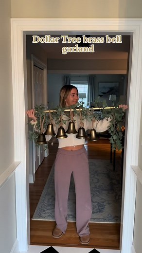 Easy Dollar Tree bell garland DIY inspired by Pottery Barn🎄🔔 how do you think it came out?? #brassbells #bellgarland #diygarland #christmasbells #diychristmasbells #diychristmasdecor #christmasdecoronabudget #christmasonabudget #showerrodhack #garlanddiy #aestheticchristmasvibes #antiquebells #spraypaintdiy #potterybarnchristmas #potterybarninspired #potterybarndiy #onabudgetdecor #decoratingonabudget #decorhack #renterfriendlydecor #deckthehalls #christmas2023🎄🎅🎁 #dollartreechristmas #doll
