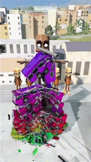 Falling Car & buses mixed color Beamng.Drive part 32 #shorts